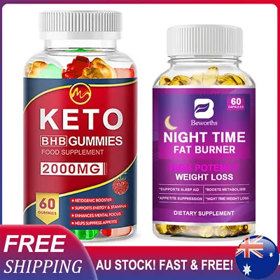 Keto Gummies Advanced Ketone Weight Loss Night Time Fat Burner Pills Supplement • $22.99