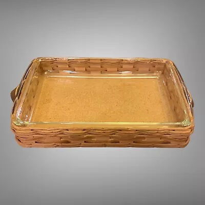 Pyrex 233-N Wicker Casserole Holder Carrier Leather Handles 9 X13  With Bakedish • $17.50