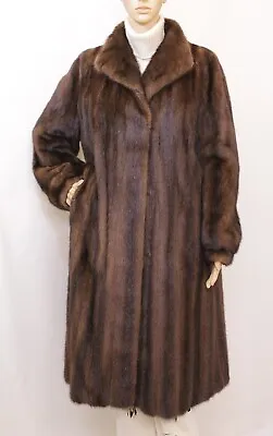 Real Mink Fur Saga Brown Sable Hue Demi Buff Swing Coat 12-14-16 Uk / Xl Visone • £399