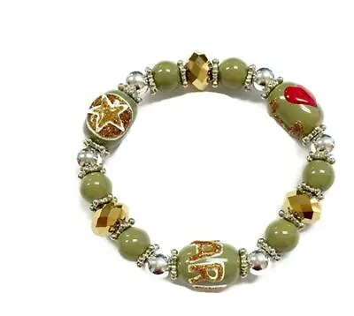 Military Inspired Beaded Stretch Bracelet In Gift Box Hand Painted Patriotic  • $21.99