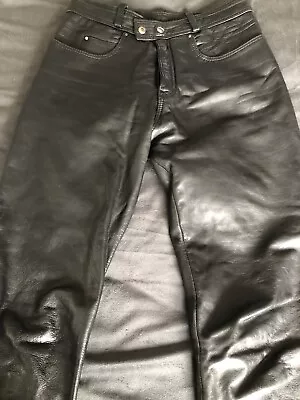 Men's Black Leather  Biker Trousers -  Waist 30” • £69