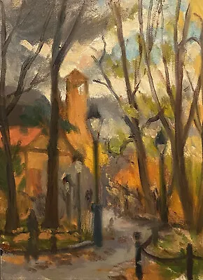 Vintage Impressionist Rural Landscape Village Study Modernist Painting On Canvas • $188