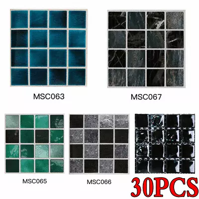 30X Mosaic Tile Stickers Stick On Bathroom Kitchen Home Wall Decal Self-adhesive • £4.53