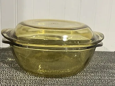 $27.99 • Buy Pyr-O-Rey Vintage Mexican Amber Yellow 2 Quart Covered Casserole