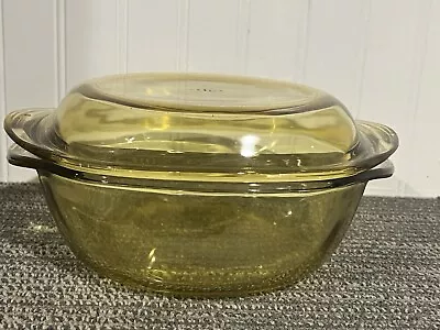 $27.99 • Buy Pyr-O-Rey Vintage Mexican Amber Yellow 2 Quart Covered Casserole