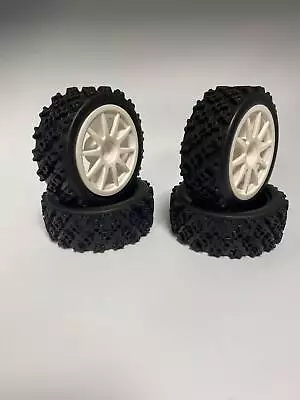 D0012 1/10 RC RALLY Block Tyre Set (2pcs) For 52mm X 26mm 12mm HEX Wheels Tamiy • £4.94