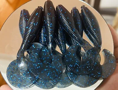 5” Fat Grub Tail 6 Pack Fishing Lure Oiled & Scented (BLUE MOON) • $9.74