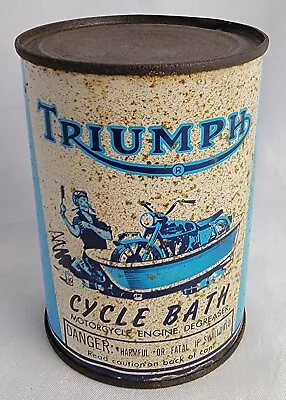 Triumph Cycle Bath Metal Pint Can Motorcycle Gas Oil Motorcycle Advertising • $99.99