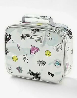 Justice Holo Sticker Unicorn Lunch Tote Box Bag (Matches Backpack & Water Bottle • $14.75