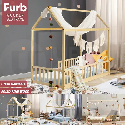 Furb Bed Frame Wooden Kids Queen Double King Single Full Size Mattress Base • $135.56