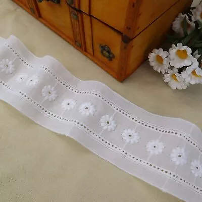 Eyelet Lace Trim White Cotton Lace Ribbon Edge Sewing For Craft Dresses Baby ... • $24.86