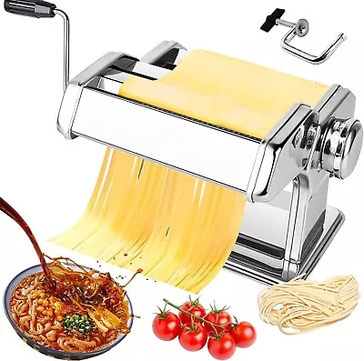 Wixkix Manual Noodles Maker Hand Crank Pasta Roller & Cutter Machine Stainless • $34.19