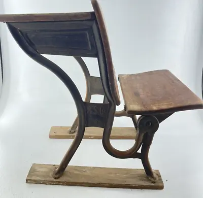 Vintage Antique School Desk With Folding Seat Cast Iron Wood A. S. Co. 5 ASCo5 • $92.44