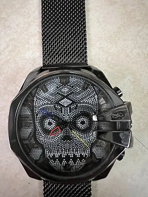 Ed Hardy Skeleton Face Black Mesh Wristwatch - Excellent! • $14.99