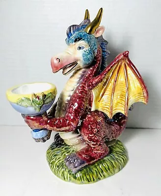 HERCO Ceramic Majestic Dragon Votive Candle Tealight Holder 8” • $12.99