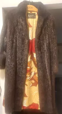 Vtg Beaver Fur Full Length Mahogany Coat Size Small Gorgeous • $150