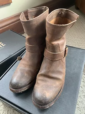 Frye Natalie Short Engineer Boots Motorcycle Brown Leather Women's Size Size 9 • £22.50