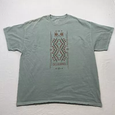 PRAIRIE MOUNTAIN Oklahoma T Shirt Adult 2XL Green Indian Territory Graphic • $12