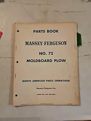Vintage 1962 Massey Ferguson MF 72 Moldboard Plow Parts Book Manual  • $14.95