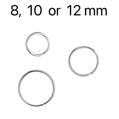 925 Sterling Silver Nose Hoop Ring Sleeper Lip Ear Nose Body Piercing 8 & 10 Mm • $6.50