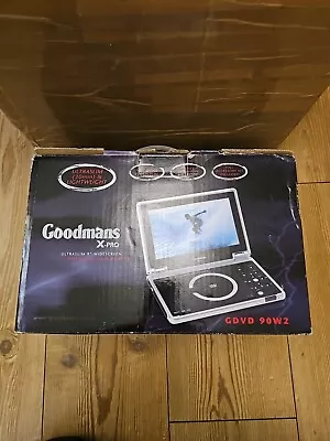 Goodmans Xpro Slimline Portable 9  DVD Player Extra Battery Mains & Car Charger • £46.95