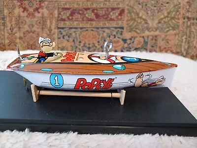 Vintage Tin Litho Popeye Wind Up Toy Boat K.F.S Inc TM Hearst 7 1/4” Works • $25