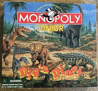 1998 Monopoly Junior DIG N DINO Board Game Jr Dinosaur Parker Bros COMPLETE! • $14.99