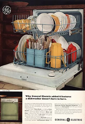 1966 General Electric Dishwasher: Added 8 Features Vintage Print Ad • $7.75