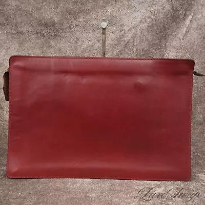 Anonymous Vintage Rouge Oxblood Unlined Leather Zip Top Portfolio Clutch Bag NR • $9.99