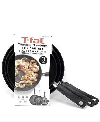 T-Fal 3 Pc - Titanium Nonstick Thermo-Spot Heat Indicator Fry Pan Cookware Set • $57.99