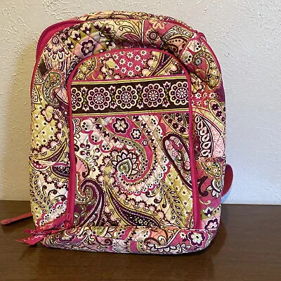 Vera Bradley Very Berry Paisley Floral Pink Green Tan Print Tech Laptop Backpack • $12