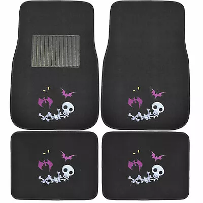 NEW 4pc Set Skull Bat Bone Spooky Car Truck Front Back Carpet Floor Mats • $32.28