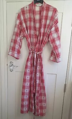 £9.99 • Buy M&S Ladies Size 12 - 14 Long Red Mix Heart Theme 100% Cotton Dressing Gown Robe