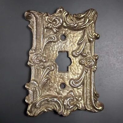 Vintage Single Light Switch Cover Plate Ornate Cast Metal Brass Marked ACN (C) • $7.99