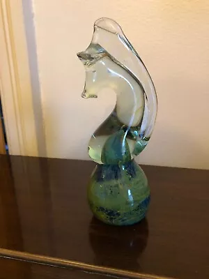 Vintage Medina Glass Sea Horse Paperweight 17.5cm • £8.95