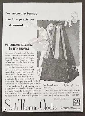 Vtg 1950s METRONOME De MAELZEL Seth Thomas Clocks Print Ad~Ballerina Music Tempo • $9.95