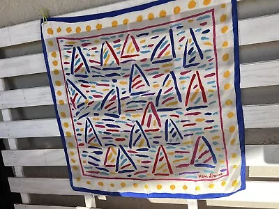 Vintage Ken Done Silk Scarf Abstract Sailboats Art 1985 28”X 28” • £38.61