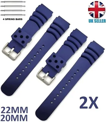 2x Citizen Seiko Compatbile Navy Blue Rubber Diver Watch Strap Band 20-22-mm • $9.36