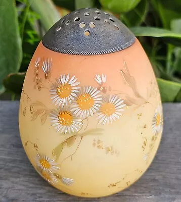 Antique Mt. WASHINGTON Crown Milano Art Glass Enameled Muffineer Burmese DAISY • $127.88