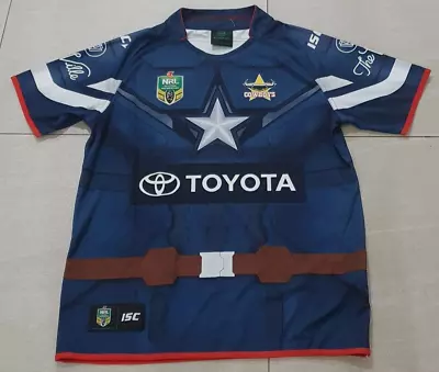 North Queensland Cowboys L Captain America Marvel  Jersey Shirt Rugby League • $149.99