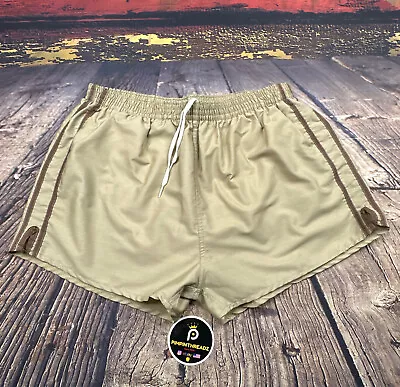 Vtg 50s 60s Running Gym Shorts Mens XL Brief Lined Tan Brown Stripes Retro 34-38 • $38