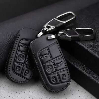 Remote Key Fob Cover Leather Case For Jeep Grand Cherokee Chrysler Dodge Fiat SH • $8.69