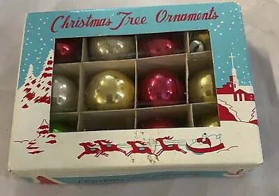 Vintage 11 Mini Mercury Glass Christmas Tree Ornaments Taiwan In Orig Box • $18.99