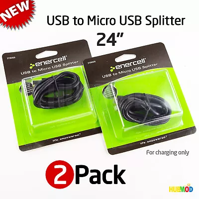 Lot Of 2 Micro USB Splitter Cable Y Charger Lead USB To Dual Micro Power Adapter • $8.79