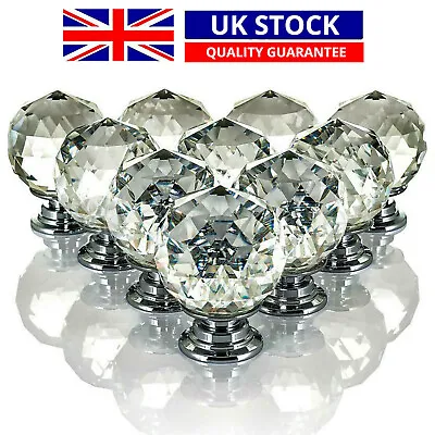 £7.95 • Buy Clear Crystal Diamond Glass Door Knobs Cupboard Drawer Furniture Handle Cabinet