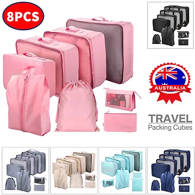 $22.99 • Buy 8PCS Packing Cubes Luggage Storage Organiser Travel Compression Suitcase Bag AU