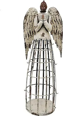 Linfevisi Garden Angel Statue Decor Rustic Metal Angel Sculpture Garden Yard Art • $47.99