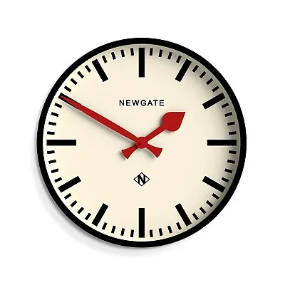 £54.50 • Buy Wall Clock Black Round Station Dial Red Hands Bold Station Clock Newgate 43cm