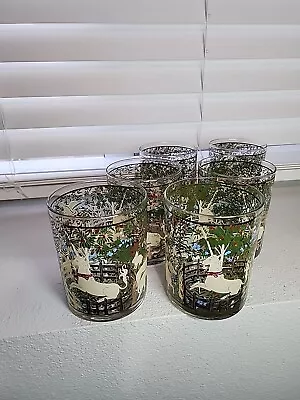 Six Vintage Cera Glass Enchanted Forest Hunt Of The Unicorn Lowball Glasses • $208