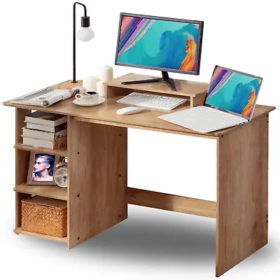 Computer Desk Study Table Writing Shelves Home Office Wooden Workstation Laptop • £40.99